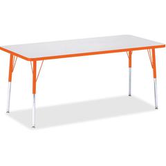 Jonti-Craft Berries Adult Height Color Edge Rectangle Table - Laminated Rectangle, Orange Top - Four Leg Base - 4 Legs - Adjustable Height - 24" to 31" Adjustment - 72" Table Top Length x 30" Table To