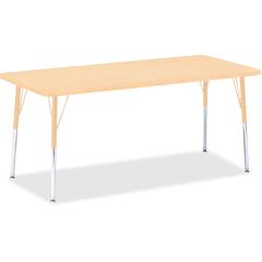 Jonti-Craft Berries Adult Height Maple Top/Edge Rectangle Table - Laminated Rectangle, Maple Top - Four Leg Base - 4 Legs - Adjustable Height - 24" to 31" Adjustment - 72" Table Top Length x 30" Table