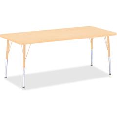 Jonti-Craft Berries Elementary Maple Top/Edge Rectangle Table - Laminated Rectangle, Maple Top - Four Leg Base - 4 Legs - Adjustable Height - 15" to 24" Adjustment - 72" Table Top Length x 30" Table T