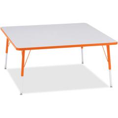 Jonti-Craft Berries Adult Height Prism Color Edge Square Table - Laminated Square, Orange Top - Four Leg Base - 4 Legs - Adjustable Height - 24" to 31" Adjustment - 48" Table Top Length x 48" Table To