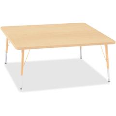 Jonti-Craft Berries Elementary Height Maple Top/Edge Square Table - Laminated Square, Maple Top - Four Leg Base - 4 Legs - Adjustable Height - 15" to 24" Adjustment - 48" Table Top Length x 48" Table 