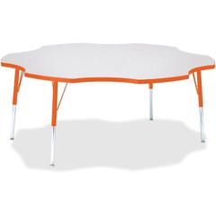 Jonti-Craft Berries Prism Six-Leaf Student Table - Laminated, Orange Top - Four Leg Base - 4 Legs - Adjustable Height - 24" to 31" Adjustment x 1.13" Table Top Thickness x 60" Table Top Diameter - 31"