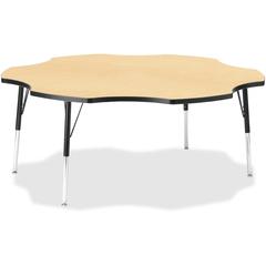 Jonti-Craft Berries Adult Black Edge Six-leaf Table - Laminated, Maple Top - Four Leg Base - 4 Legs - Adjustable Height - 24" to 31" Adjustment x 1.13" Table Top Thickness x 60" Table Top Diameter - 3
