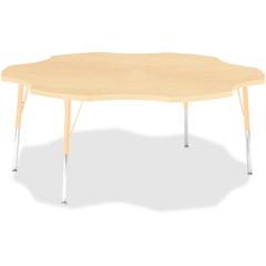 Jonti-Craft Berries Adult Maple Laminate Six-leaf Table - Laminated, Maple Top - Four Leg Base - 4 Legs - Adjustable Height - 24" to 31" Adjustment x 1.13" Table Top Thickness x 60" Table Top Diameter