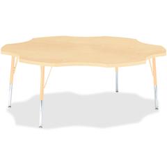 Jonti-Craft Berries Elementary Maple Laminate Six-leaf Table - Laminated, Maple Top - Four Leg Base - 4 Legs - Adjustable Height - 15" to 24" Adjustment x 1.13" Table Top Thickness x 60" Table Top Dia