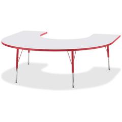 Jonti-Craft Berries Prism Horseshoe Student Table - Laminated Horseshoe-shaped, Red Top - Four Leg Base - 4 Legs - Adjustable Height - 24" to 31" Adjustment - 66" Table Top Length x 60" Table Top Widt