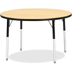 Jonti-Craft Berries Adult Height Color Top Round Table - Laminated Round, Maple Top - Four Leg Base - 4 Legs - Adjustable Height - 24" to 31" Adjustment x 1.13" Table Top Thickness x 42" Table Top Dia