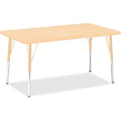 Jonti-Craft Berries Adult Height Maple Top/Edge Rectangle Table - Laminated Rectangle, Maple Top - Four Leg Base - 4 Legs - Adjustable Height - 24" to 31" Adjustment - 48" Table Top Length x 30" Table