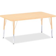 Jonti-Craft Berries Elementary Maple Top/Edge Rectangle Table - Laminated Rectangle, Maple Top - Four Leg Base - 4 Legs - Adjustable Height - 15" to 24" Adjustment - 48" Table Top Length x 30" Table T