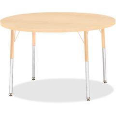 Jonti-Craft Berries Adult Height Maple Top/Edge Round Table - Laminated Round, Maple Top - Four Leg Base - 4 Legs - Adjustable Height - 24" to 31" Adjustment x 1.13" Table Top Thickness x 42" Table To