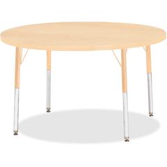 Jonti-Craft Berries Elementary Height. Maple Top/Edge Round Table - Laminated Round, Maple Top - Four Leg Base - 4 Legs - Adjustable Height - 15" to 24" Adjustment x 1.13" Table Top Thickness x 42" Ta