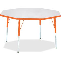 Jonti-Craft Berries Adult Height Color Edge Octagon Table - Laminated Octagonal, Orange Top - Four Leg Base - 4 Legs - Adjustable Height - 24" to 31" Adjustment x 1.13" Table Top Thickness x 48" Table