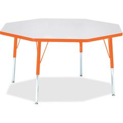 Jonti-Craft Berries Elementary Height Color Edge Octagon Table - Laminated Octagonal, Orange Top - Four Leg Base - 4 Legs - Adjustable Height - 15" to 24" Adjustment x 1.13" Table Top Thickness x 48" 