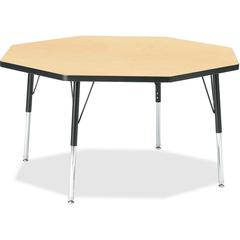 Jonti-Craft Berries Elementary Height Color Top Octagon Table - Laminated Octagonal, Maple Top - Four Leg Base - 4 Legs - Adjustable Height - 15" to 24" Adjustment x 1.13" Table Top Thickness x 48" Ta