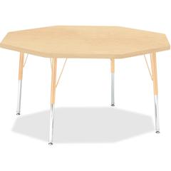 Jonti-Craft Berries Elementary Height Maple Top/Edge Octagon Table - Laminated Octagonal, Maple Top - Four Leg Base - 4 Legs - Adjustable Height - 15" to 24" Adjustment x 1.13" Table Top Thickness x 4