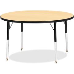 Jonti-Craft Berries Elementary Height Classic Round Color Top Table - Laminated Round, Maple Top - Four Leg Base - 4 Legs - Adjustable Height - 15" to 24" Adjustment x 1.13" Table Top Thickness x 42" 