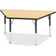 Jonti-Craft Berries Elementary Height Classic Trapezoid Table - Laminated Trapezoid, Maple Top - Four Leg Base - 4 Legs - Adjustable Height - 15" to 24" Adjustment - 48" Table Top Length x 24" Table T