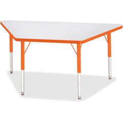 Jonti-Craft Berries Elementary Height Prism Edge Trapezoid Table - Laminated Trapezoid, Orange Top - Four Leg Base - 4 Legs - Adjustable Height - 15" to 24" Adjustment - 48" Table Top Length x 24" Tab