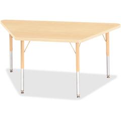 Jonti-Craft Berries Maple Top Elementary Height Trapezoid Table - Laminated Trapezoid, Maple Top - Four Leg Base - 4 Legs - Adjustable Height - 15" to 24" Adjustment - 48" Table Top Length x 24" Table