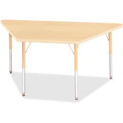 Jonti-Craft Berries Adult-Size Maple Prism Trapezoid Table - Laminated Trapezoid, Maple Top - Four Leg Base - 4 Legs - Adjustable Height - 24" to 31" Adjustment - 60" Table Top Length x 30" Table Top 