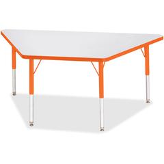 Jonti-Craft Berries Elementary Height Prism Edge Trapezoid Table - Laminated Trapezoid, Orange Top - Four Leg Base - 4 Legs - Adjustable Height - 15" to 24" Adjustment - 60" Table Top Length x 30" Tab