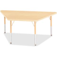 Jonti-Craft Berries Maple Top Elementary Height Trapezoid Table - Laminated Trapezoid, Maple Top - Four Leg Base - 4 Legs - Adjustable Height - 15" to 24" Adjustment - 60" Table Top Length x 30" Table