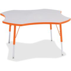 Jonti-Craft Berries Prism Four-Leaf Student Table - Laminated, Orange Top - Four Leg Base - 4 Legs - Adjustable Height - 24" to 31" Adjustment x 1.13" Table Top Thickness x 48" Table Top Diameter - 31