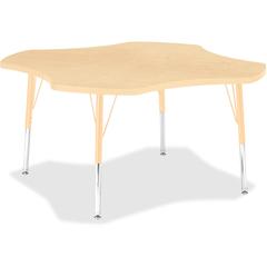 Jonti-Craft Berries Elementary Maple Laminate Four-leaf Table - Laminated, Maple Top - Four Leg Base - 4 Legs - Adjustable Height - 15" to 24" Adjustment x 1.13" Table Top Thickness x 48" Table Top Di