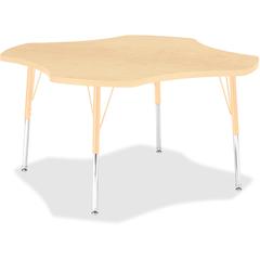 Jonti-Craft Berries Adult Maple Laminate Four-leaf Table - Laminated, Maple Top - Four Leg Base - 4 Legs - Adjustable Height - 24" to 31" Adjustment x 1.13" Table Top Thickness x 48" Table Top Diamete