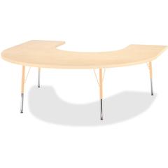 Jonti-Craft Berries Adult Maple Laminate Horseshoe Table - Laminated Horseshoe-shaped, Maple Top - Four Leg Base - 4 Legs - Adjustable Height - 24" to 31" Adjustment - 66" Table Top Length x 60" Table