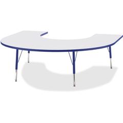 Jonti-Craft Berries Elementary Height Prism Edge Horseshoe Table - Blue Horseshoe-shaped, Laminated Top - Four Leg Base - 4 Legs - Adjustable Height - 15" to 24" Adjustment - 66" Table Top Length x 60
