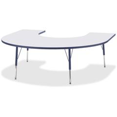 Jonti-Craft Berries Prism Horseshoe Student Table - Laminated Horseshoe-shaped, Navy Top - Four Leg Base - 4 Legs - Adjustable Height - 24" to 31" Adjustment - 66" Table Top Length x 60" Table Top Wid