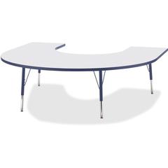 Jonti-Craft Berries Elementary Height Prism Edge Horseshoe Table - Laminated Horseshoe-shaped, Navy Top - Four Leg Base - 4 Legs - Adjustable Height - 15" to 24" Adjustment - 66" Table Top Length x 60