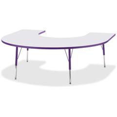 Jonti-Craft Berries Prism Horseshoe Student Table - Laminated Horseshoe-shaped, Purple Top - Four Leg Base - 4 Legs - Adjustable Height - 24" to 31" Adjustment - 66" Table Top Length x 60" Table Top W
