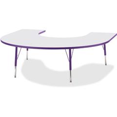 Jonti-Craft Berries Elementary Height Prism Edge Horseshoe Table - Laminated Horseshoe-shaped, Purple Top - Four Leg Base - 4 Legs - Adjustable Height - 15" to 24" Adjustment - 66" Table Top Length x 