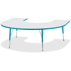 Jonti-Craft Berries Prism Horseshoe Student Table - Laminated Horseshoe-shaped, Teal Top - Four Leg Base - 4 Legs - Adjustable Height - 24" to 31" Adjustment - 66" Table Top Length x 60" Table Top Wid