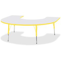 Jonti-Craft Berries Prism Horseshoe Student Table - Laminated Horseshoe-shaped, Yellow Top - Four Leg Base - 4 Legs - Adjustable Height - 24" to 31" Adjustment - 66" Table Top Length x 60" Table Top W