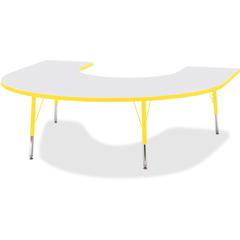 Jonti-Craft Berries Elementary Height Prism Edge Horseshoe Table - Laminated Horseshoe-shaped, Yellow Top - Four Leg Base - 4 Legs - Adjustable Height - 15" to 24" Adjustment - 66" Table Top Length x 
