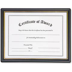 nudell Plastic Framed Award Certificate - 8.50" x 11" Frame Size - Rectangle - Hanger - Plastic - Gold, Black