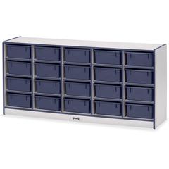 Jonti-Craft Rainbow Accents Cubbie Mobile Storage - 20 Compartment(s) - 29.5" Height x 24.5" Width x 15" DepthFloor - Durable, Laminated, Built-in Wheels - Navy Blue - Hard Rubber - 1 Each