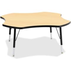 Jonti-Craft Berries Color Top Four Leaf Activity Table - Laminated, Maple Top - Four Leg Base - 4 Legs - Adjustable Height - 24" to 31" Adjustment x 1.13" Table Top Thickness x 48" Table Top Diameter 