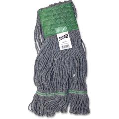 Genuine Joe 5" Headband Earth Mop Refill - Medium - Polyester Fiber - Blue - 1Each