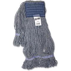 Genuine Joe 5" Headband Earth Mop Refill - Large - Polyester Fiber - Blue - 1Each