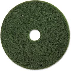 Genuine Joe 13" Scrubbing Floor Pad - 13" Diameter x 1" Thickness - Scrubbing, Floor - 350 rpm Maximum Speed Supported - Heavy Duty, Dirt Remover, Long Lasting - Fiber - Green - 5 / Carton