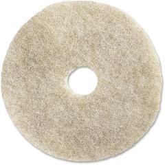 Genuine Joe 20" Natural Light Floor Pad - 20" Diameter x 1" Thickness - Buffing, Floor - 3000 rpm Maximum Speed Supported - Flexible, Resilient, Soft, Non-abrasive, Dirt Remover - Fiber, Resin - Natur