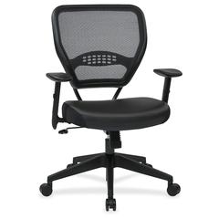 Office Star Professional Dark Air Grid Back Managers Chair - Leather Seat - 5-star Base - Black - 1 Each