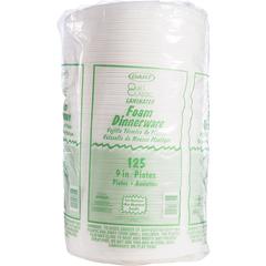 Dart Quiet Classic 9" Laminated Foam Plates - 9" Diameter - White - Foam Body - 125 / Pack