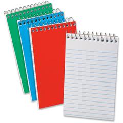 Ampad Wirebound Pocket Memo Book - 40 Sheets - Wire Bound - Narrow Ruled - 0.25" Ruled - 15 lb Basis Weight - 4" x 6" - White Paper - RedPressboard, Green, Blue Cover - Compact, Flexible, Unperforated