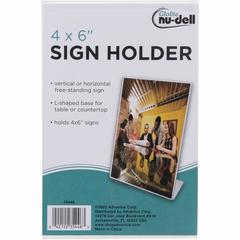 Golite nu-dell Freestanding Sign Holder - 1 Each - 4" Width x 6" Height - Rectangular Shape - Award, Certificate, Photo - Plastic - Clear