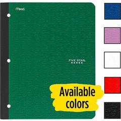 Five Star 11" 1-subject Wireless Notebook - 80 Sheets - Sewn - College Ruled - 3 Hole(s) - 9 1/8" x 11" - BlackPlastic Cover - Pocket, Perforated, Bleed Resistant, Easy Tear, Durable Cover - 1 Each